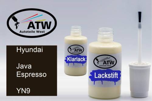 Hyundai, Java Espresso, YN9: 20ml Lackstift + 20ml Klarlack - Set, von ATW Autoteile West.